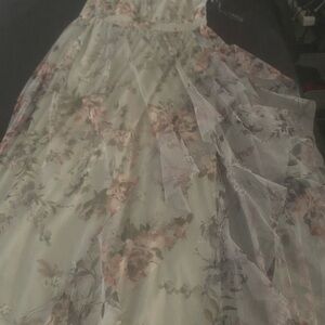 Floral Maxi Dress with Sheer Overlay